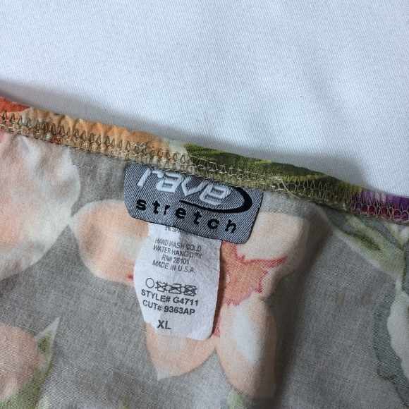 Rave Stretch Cotton Made USA Vintage Open Back Tie Neck A Line Floral Dress XL - Picture 8 of 15